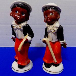Vintage Black American Boys Dancers With Canes Salt & Pepper Shakers Japan